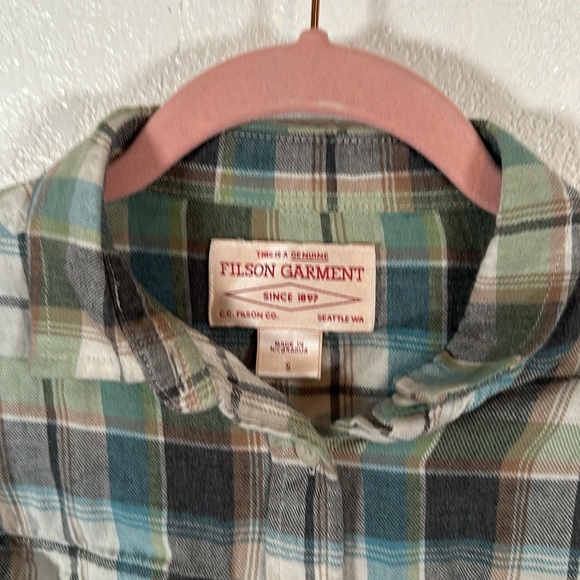 Filson Light Weight Plaid Cotton Flannel Button Down Shirt Size Small - Picture 4 of 8